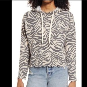 Zebra striped Fleece hoodie